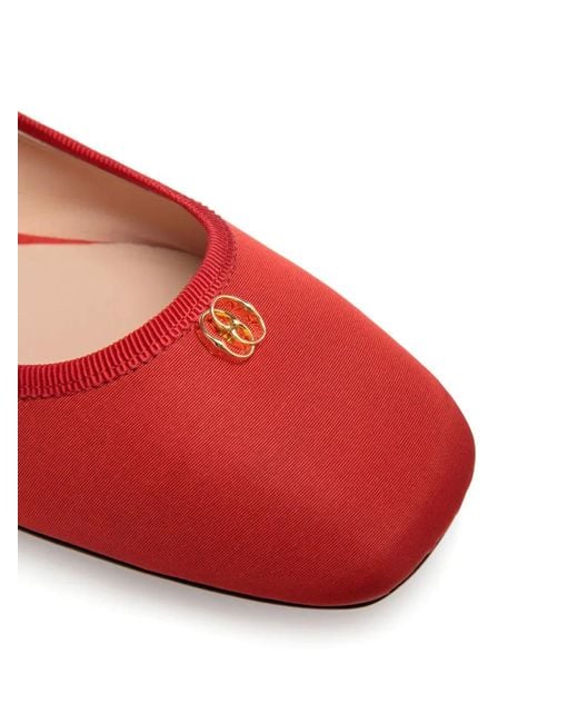 Bally Red Emblem Logo-Plaque Ballerina Flats