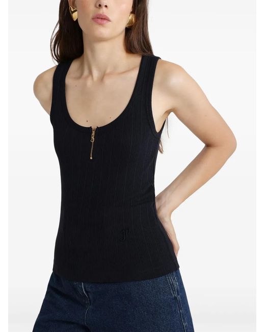 Patou Blue Scoop-Neck Ribbed Tank Top