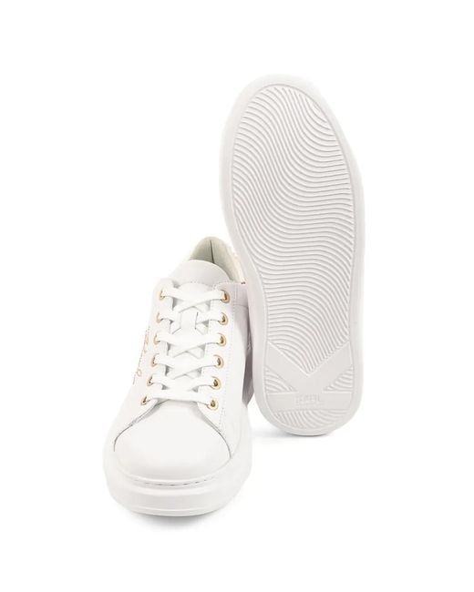 Karl Lagerfeld White Embellished Logo Sneakers