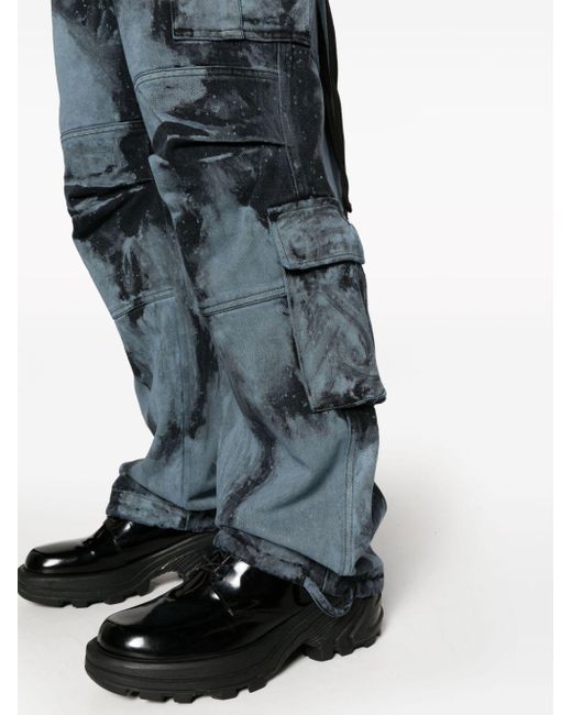 DARKPARK Blue Tie-dye Straight-leg Jeans for men