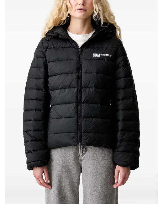 Karl Lagerfeld Black Hooded Quilted Jacket