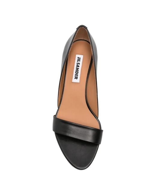 Jil Sander Black Leather Sandals