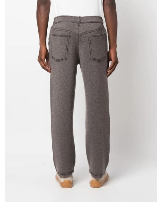 Barrie Gray Contrast-Stitching Denim-Effect Trousers for men