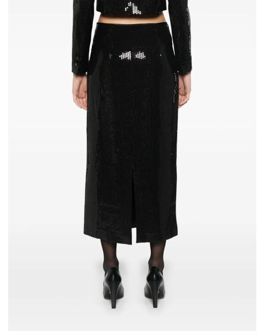 Peserico Black Sequinned Maxi Straight Skirt