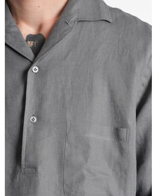Lardini Gray Chest-Pocket Long-Sleeve Polo Shirt for men