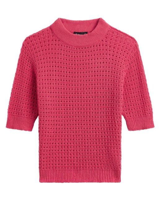 Agnes B. Pink Biscotte Open-knit Top