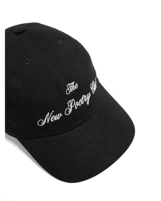 Ann Demeulemeester Black Embroidered Baseball Cap for men