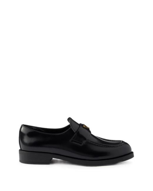 Prada Black Brushed Leather Loafers