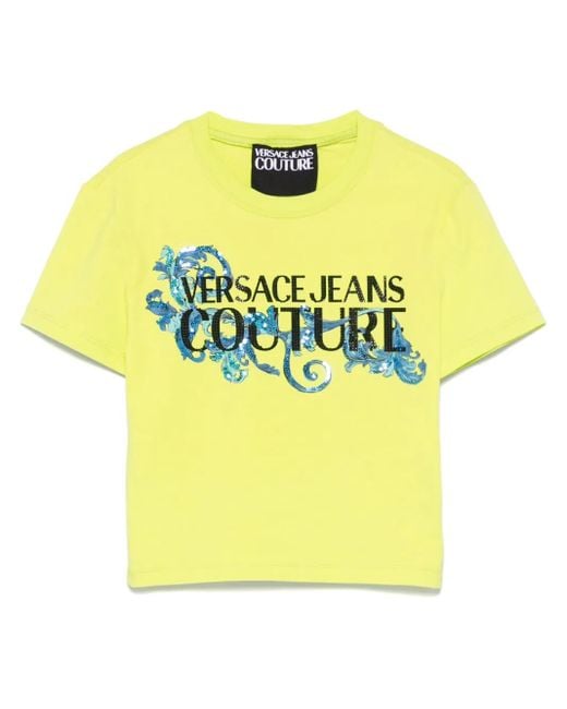 Versace Jeans Couture Yellow Logo-Print T-Shirt