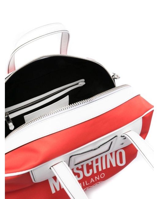 Moschino Red Double Smiley World Holdall for men