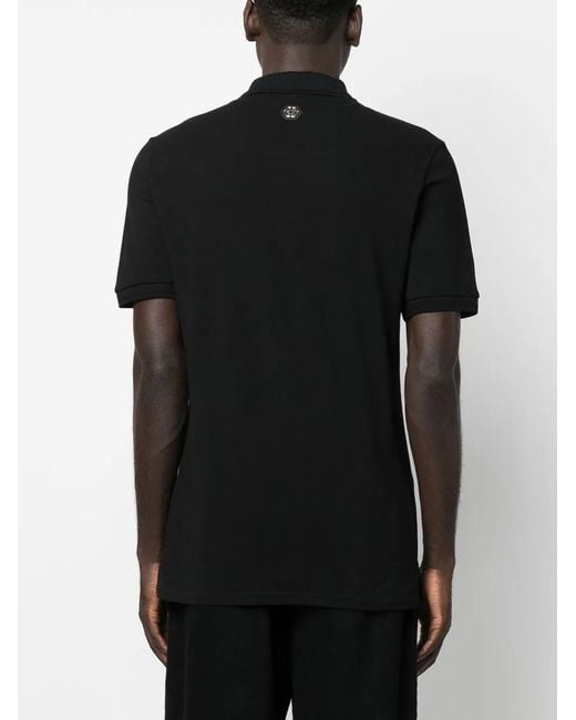 Philipp Plein Black Logo-Patch Polo Shirt for men