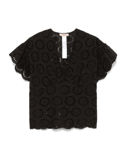 Twinset Black Bluse mit Lochstickerei
