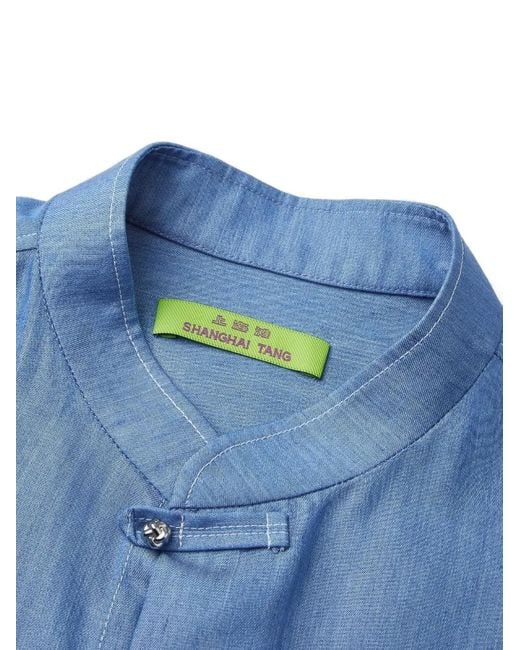 Shanghai Tang Blue Short-Sleeve Shirt for men