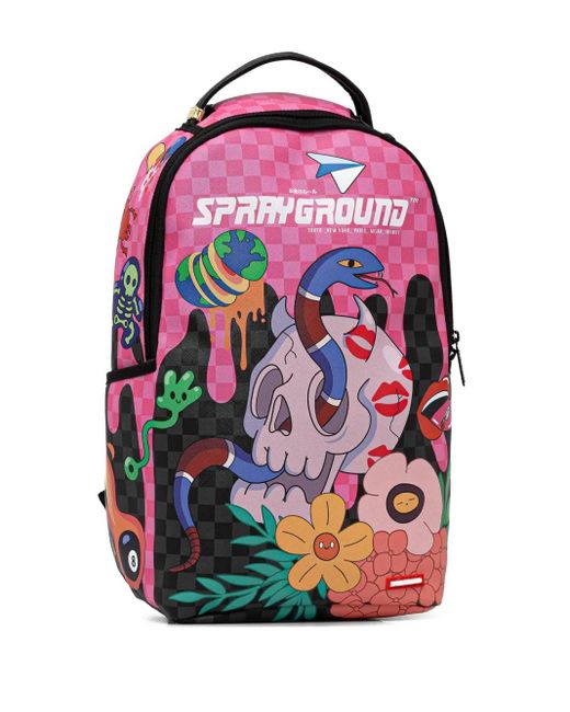 Sprayground Pink Graphic-Print Backpack