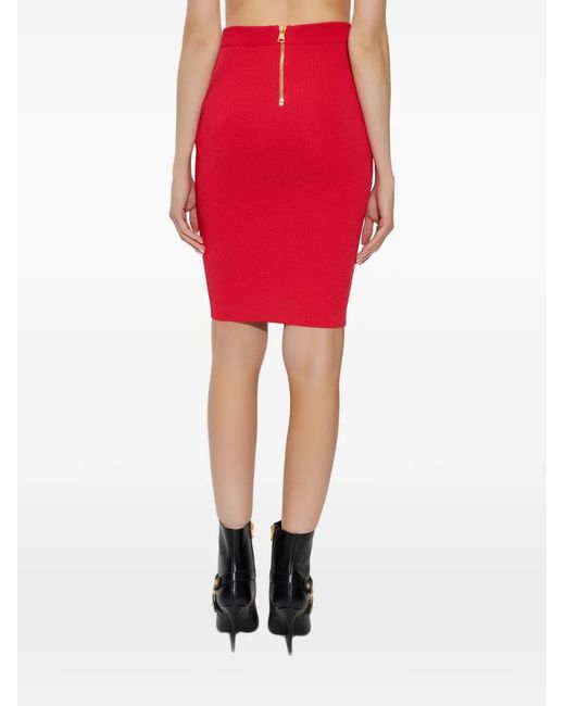 Balmain Red Button Mini Skirt