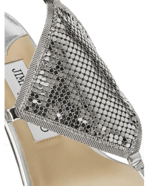 Jimmy Choo White 85Mm Chain-Embellishment Sandals