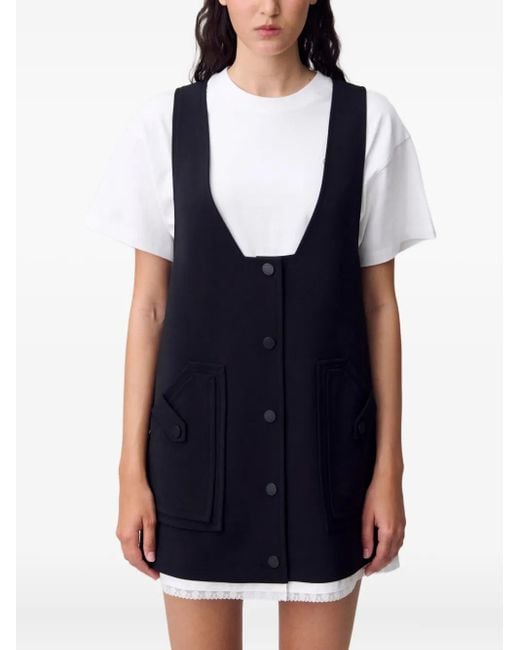 Claudie Pierlot Black Kleid Mit Geknöpfter Tasche