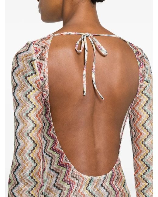 Missoni White Zigzag-Knit Open-Back Dress