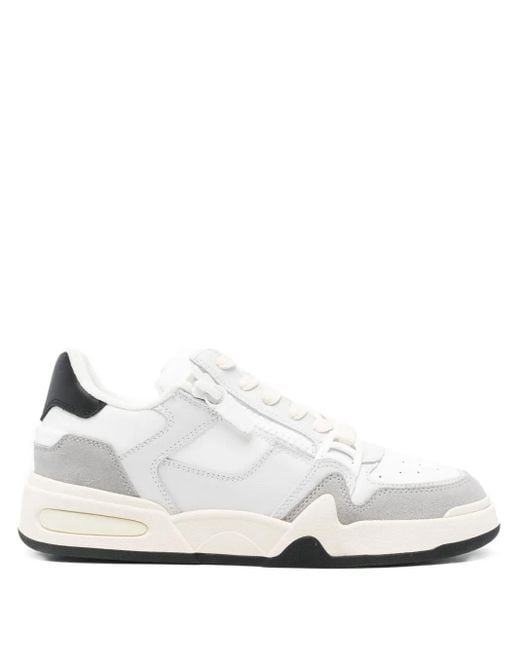 Giuseppe Zanotti White Zip-Detail Leather Sneakers for men