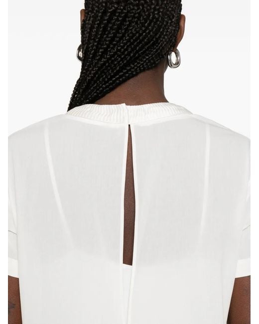 Sacai White Ruffled Short-Sleeve Asymmetric Dress