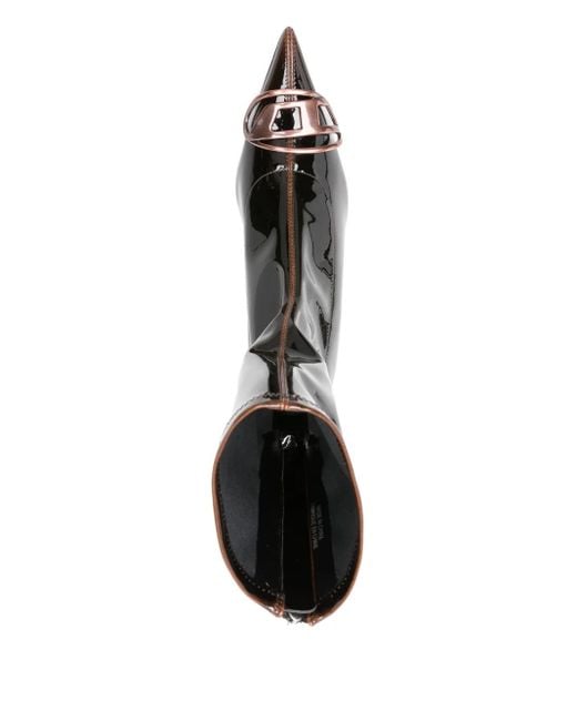 DIESEL Black Logo-Plaque Heeled Boots for men