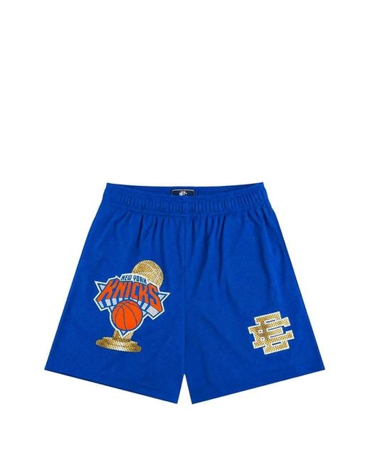 Eric Emanuel Blue X New York Knicks Logo-Print Shorts for men
