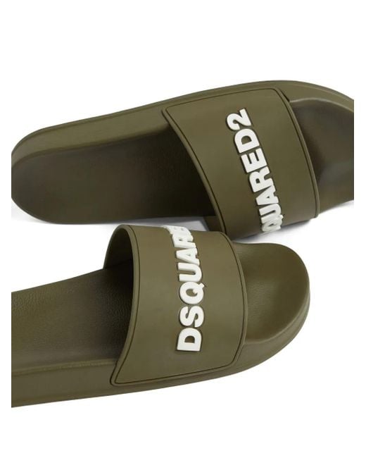 DSquared² Green Embossed-Logo Slides for men