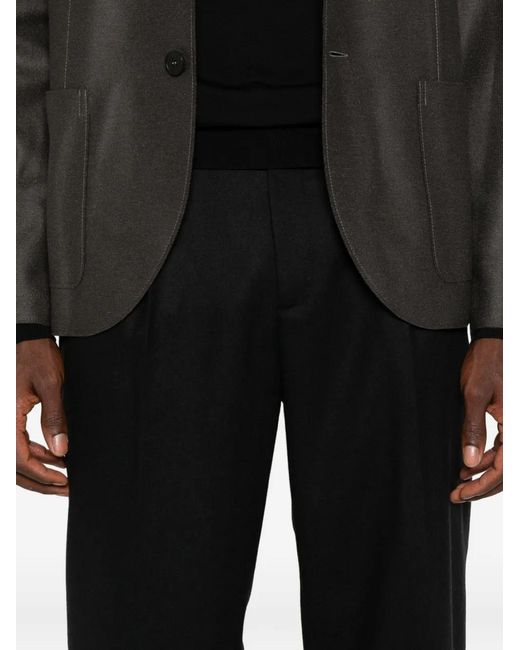 Briglia 1949 Black Pleat-Detail Tailored Trousers for men