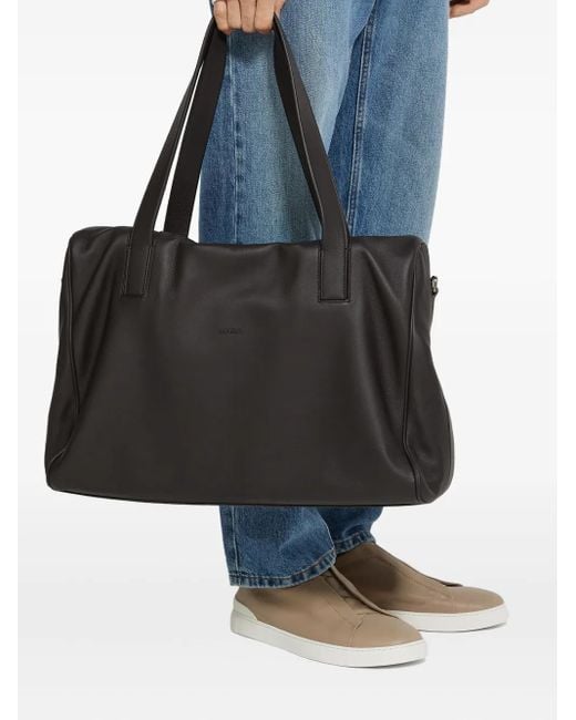 Zegna Black Secondskin Leather Holdall Bag for men