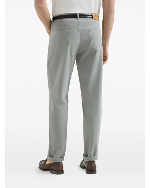 Brunello Cucinelli Gray Garment-Dyed Five-Pocket Trousers for men