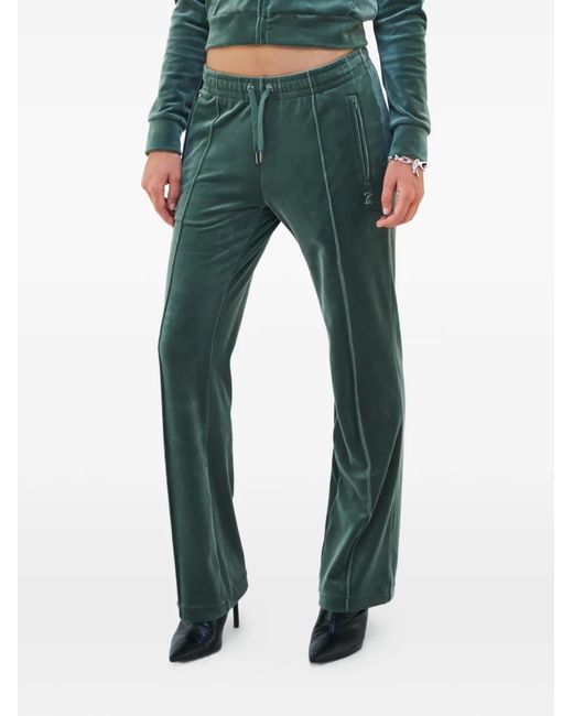 Juicy Couture Green Diamanté Velour Track Pants