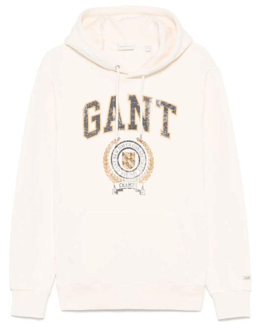 Gant Natural Logo-Print Hoodie for men