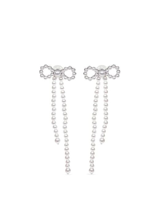 Self-Portrait White Bow-Shape Earrings