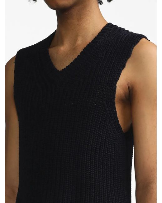 Our Legacy Black Chunky Ribbed-Knit Vest for men