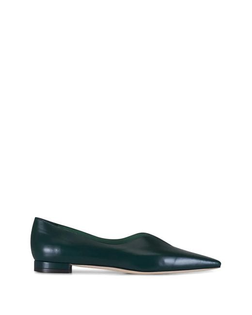 Manolo Blahnik Green Leather Flats