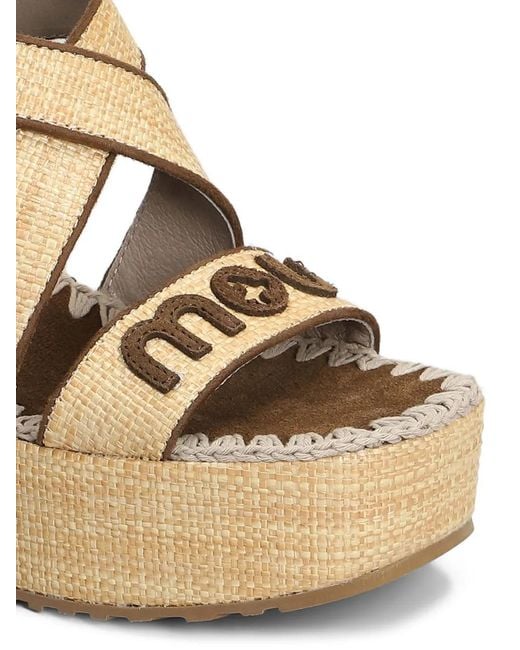 Mou Metallic 100Mm Raffia Platform Sandals