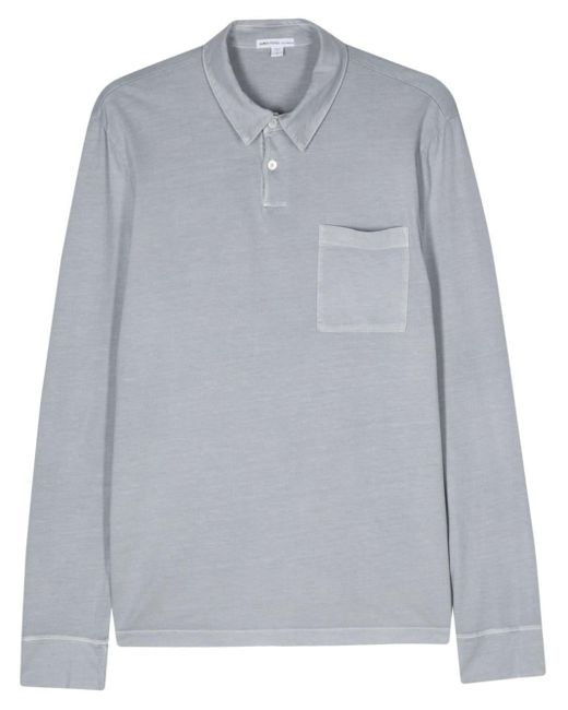 James Perse Gray Jersey Longsleeved Polo Shirt for men