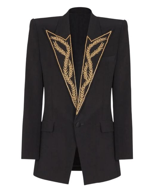 Balmain Sakko Mit Besticktem Kragen in Black für Herren