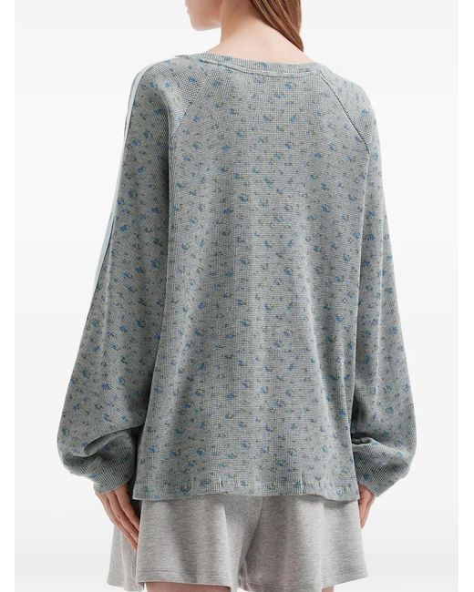 Mini Cream Blue Floral-Print Long-Sleeve T-Shirt
