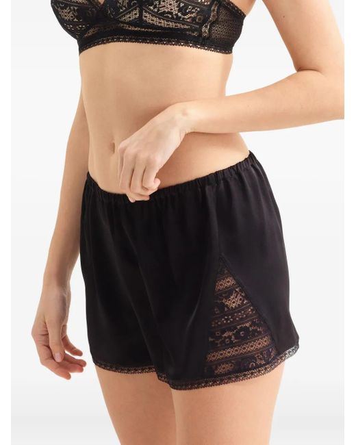 Eres Black Dévoilée Lace-Trim Silk Shorts