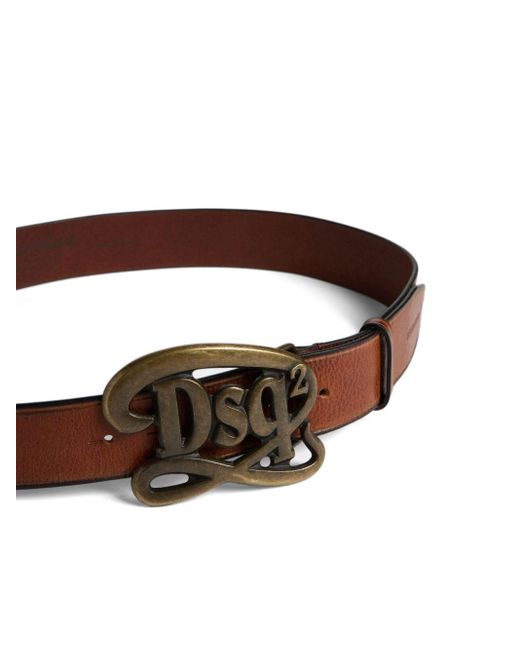 DSquared² Brown Logo-buckle Leather Belt for men