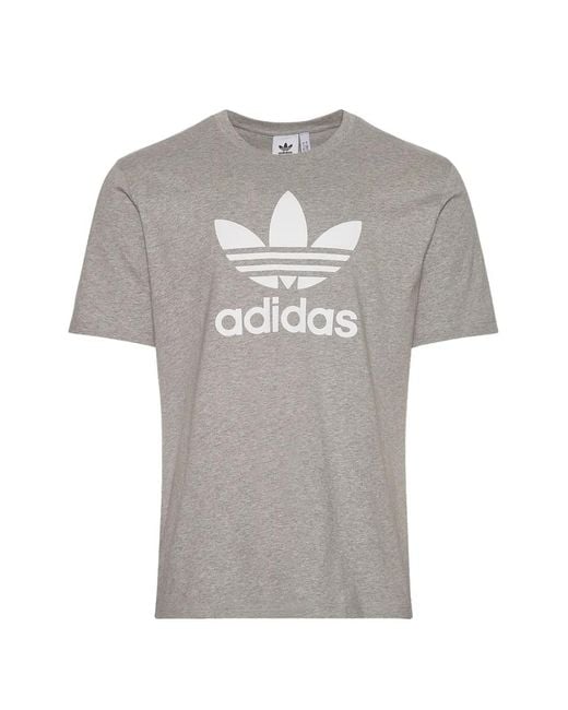 Adidas Gray Trefoil Logo-Print T-Shirt for men