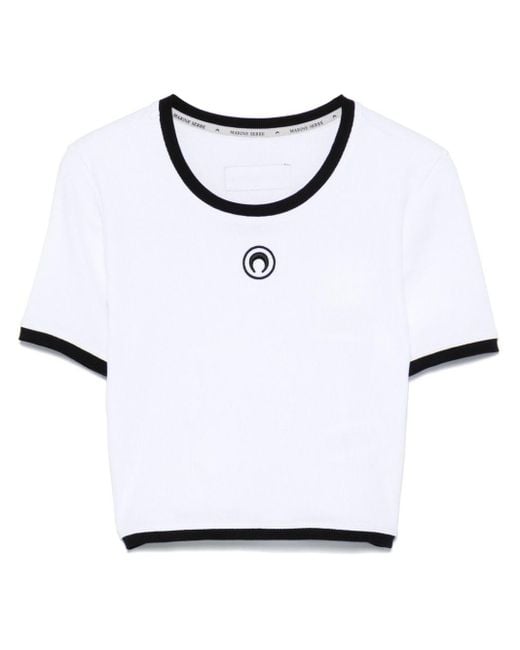 Moon Logo Ribbed Jersey Cut-Out T-Shirt • Marine Serre