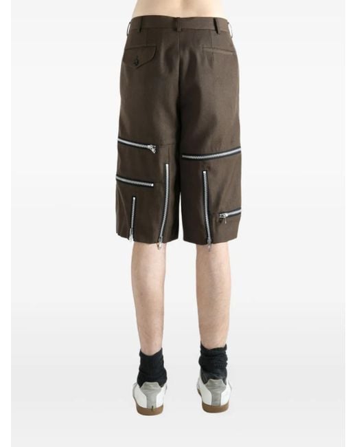 メンズ Comme des Garçons Zip-detail Wool Shorts Gray