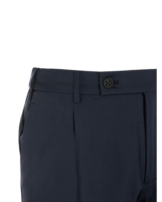 Berwich Blue Button-Fastening Pleated Trousers for men