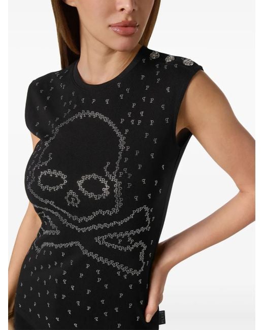 Philipp Plein Black Skull & Bones Tank Top