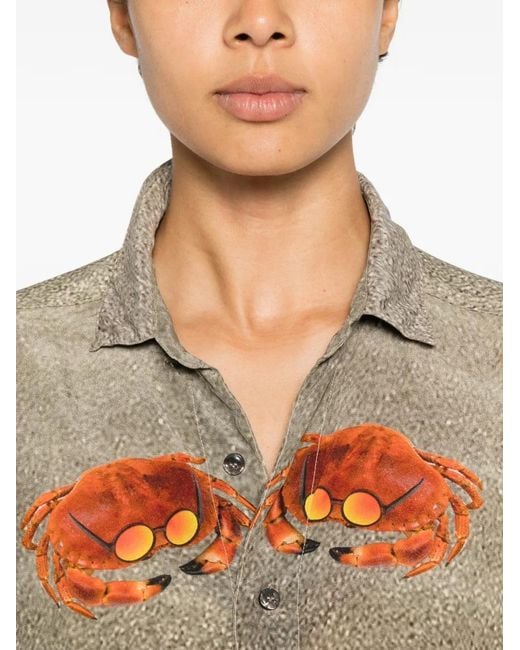 The Artistylist White Crab-Print Shirt