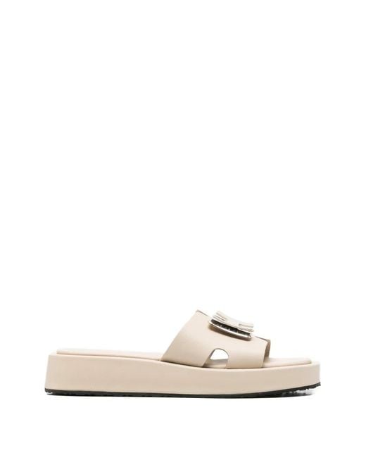 SERGIO MORETTI FIRENZE White Logo-Plaque Platform Slippers
