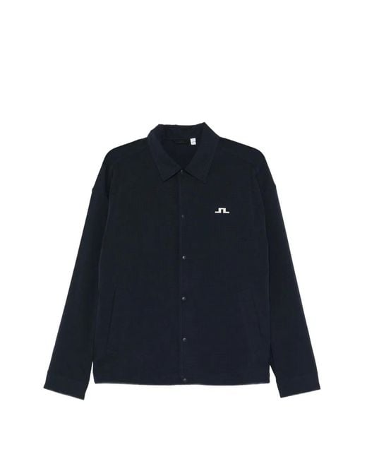 J.Lindeberg Blue Logo Coach Overshirt for men