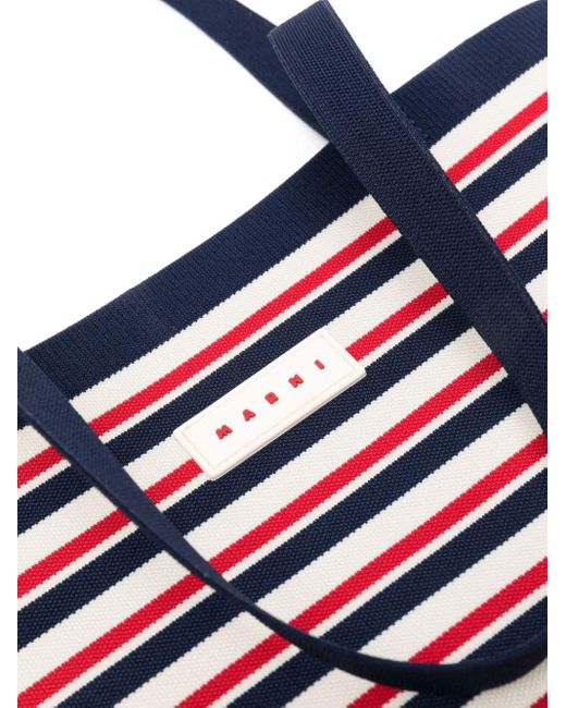 Marni Red Striped Tote Bag